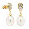 9ct Yellow Gold Pearl & Diamond Earrings-Earrings-Walker & Hall