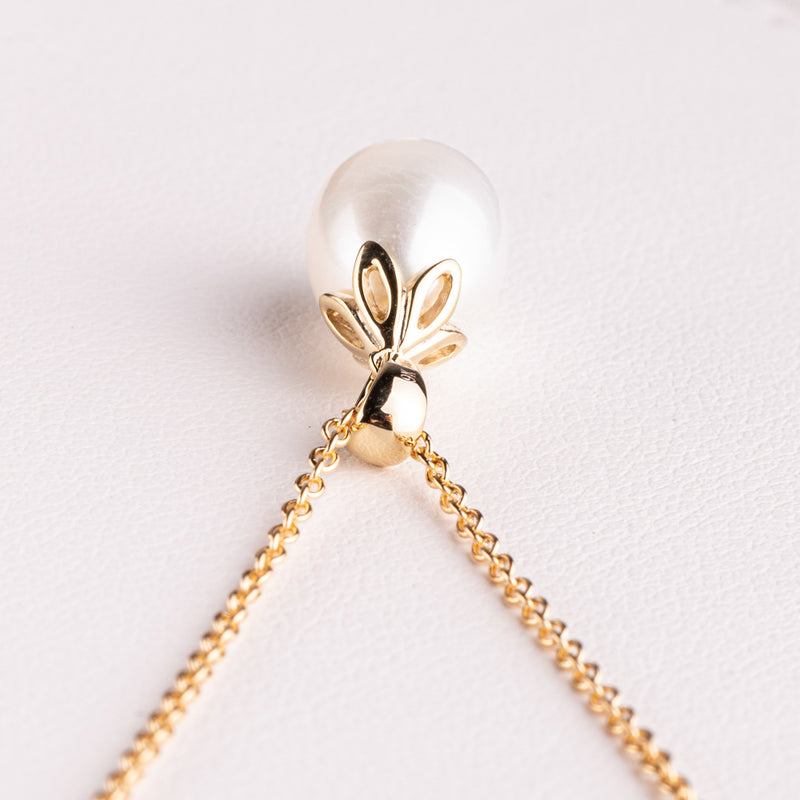 9ct Yellow Gold Freshwater Pearl Petal Pendant-Necklace-Walker & Hall