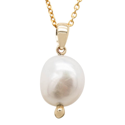 9ct Yellow Gold Baroque Freshwater Pearl Pendant-Necklace-Walker & Hall