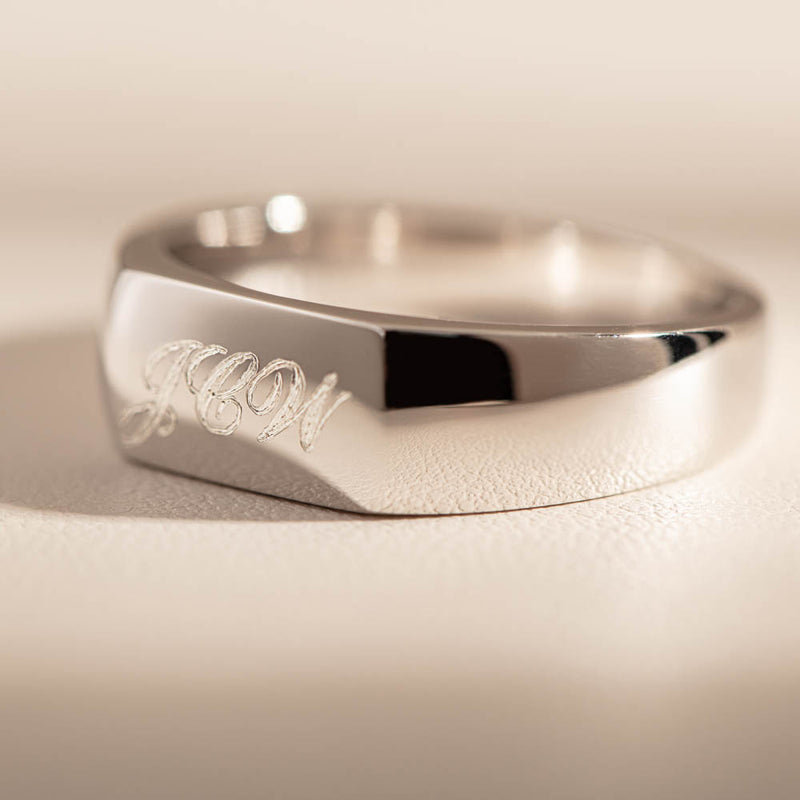 Sterling Silver Rectangular Signet Ring-Ring-Walker & Hall