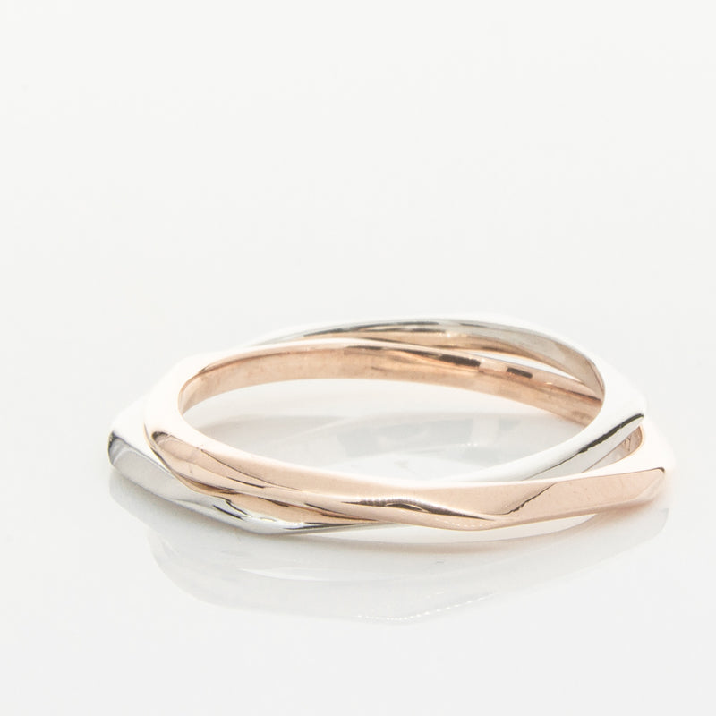 9ct Rose Gold & Sterling Silver Entwined Ring-Ring-Walker & Hall