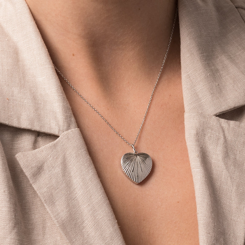 Sterling Silver Guiding Light Heart Locket-Necklace-Walker & Hall