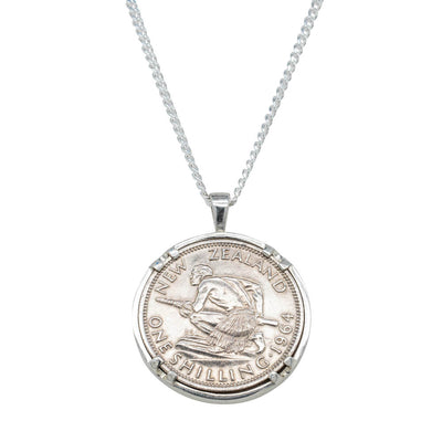 Sterling Silver Pendant with Shilling Coin-Necklace-Walker & Hall