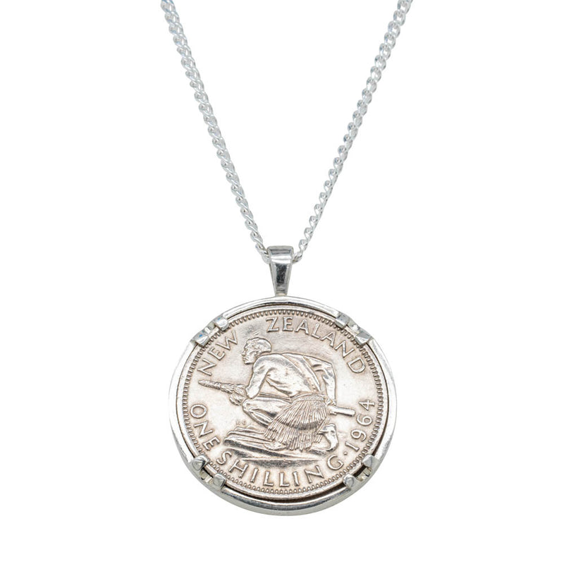 Sterling Silver Pendant with Shilling Coin-Necklace-Walker & Hall