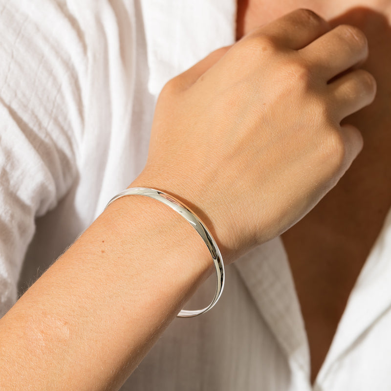 Sterling Silver 5.3mm Bangle-Bracelet-Walker & Hall