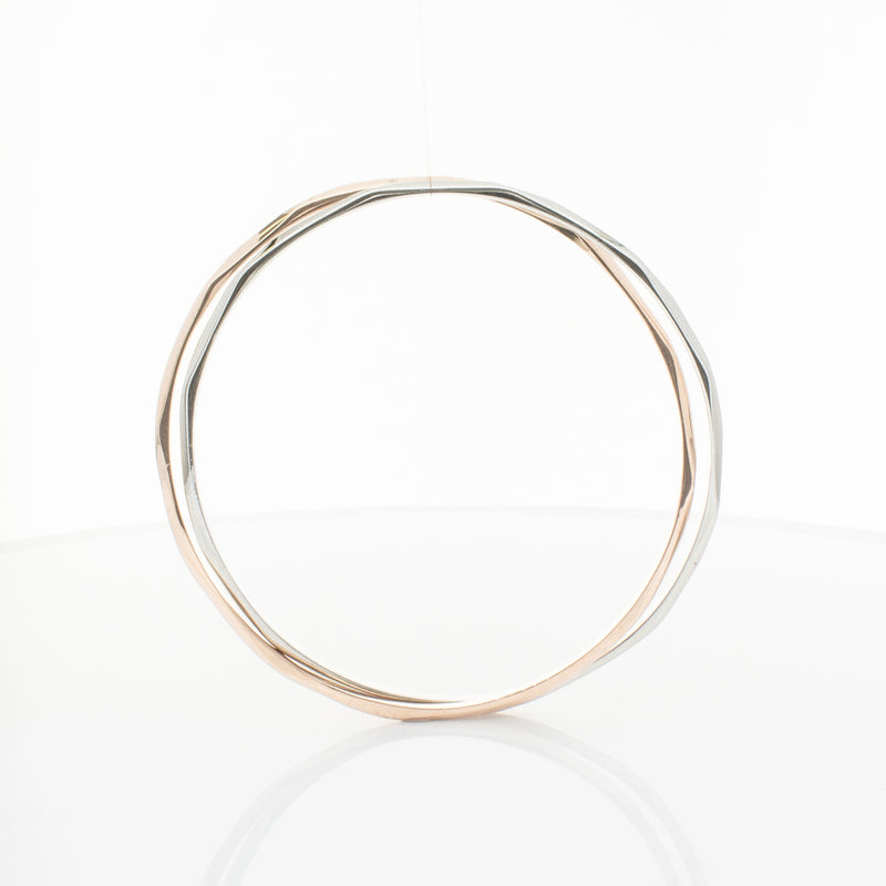 9ct Rose Gold & Sterling Silver Entwined Bangle-Bracelet-Walker & Hall