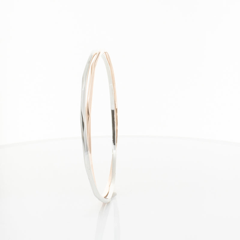 9ct Rose Gold & Sterling Silver Entwined Bangle-Bracelet-Walker & Hall