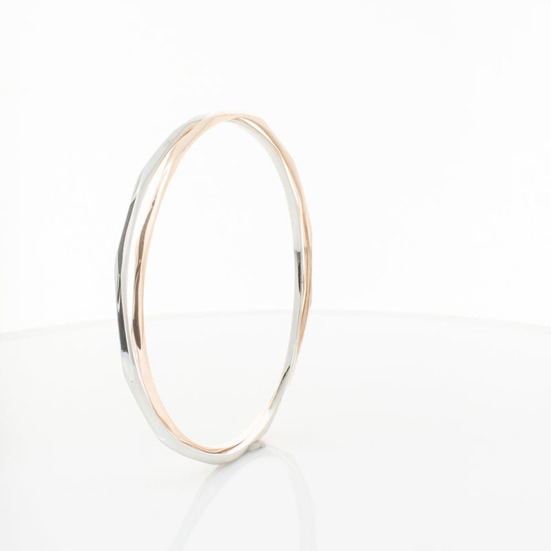 9ct Rose Gold & Sterling Silver Entwined Bangle-Bracelet-Walker & Hall