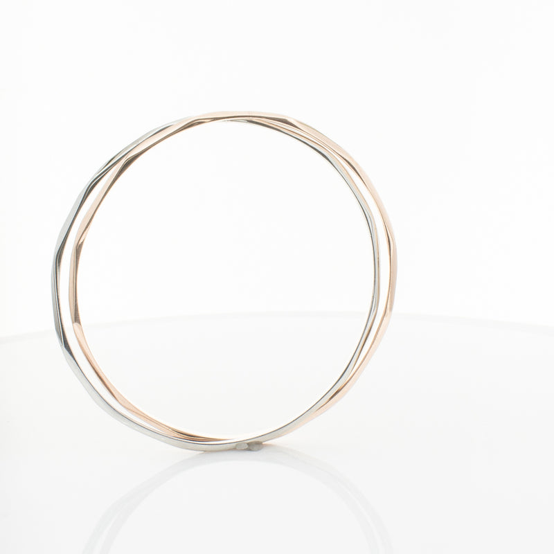 9ct Rose Gold & Sterling Silver Entwined Bangle-Bracelet-Walker & Hall