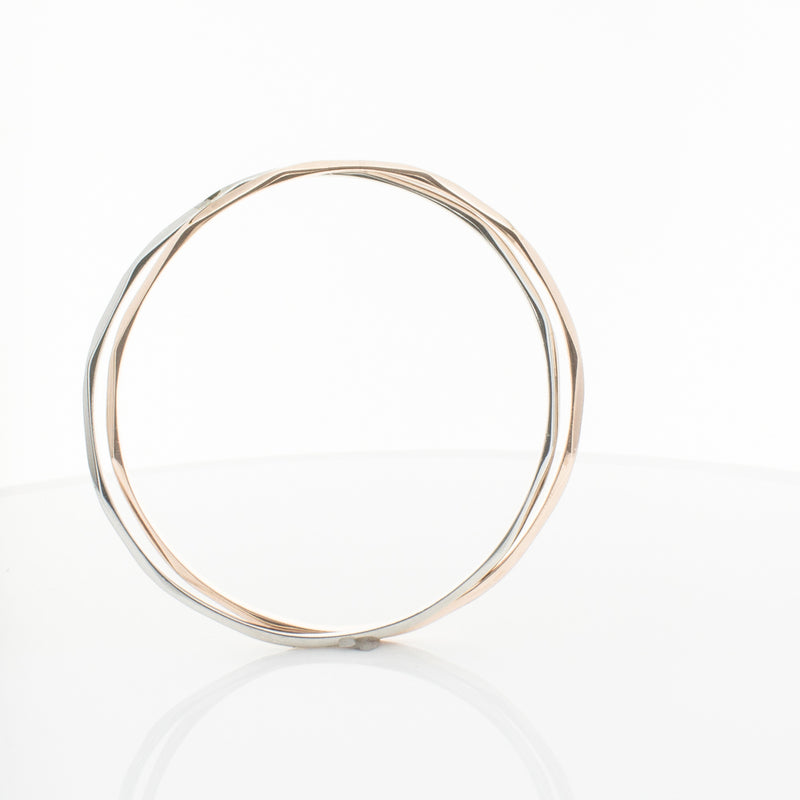 9ct Rose Gold & Sterling Silver Entwined Bangle-Bracelet-Walker & Hall