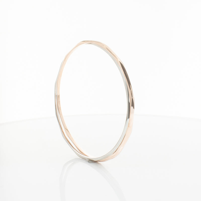 9ct Rose Gold & Sterling Silver Entwined Bangle-Bracelet-Walker & Hall