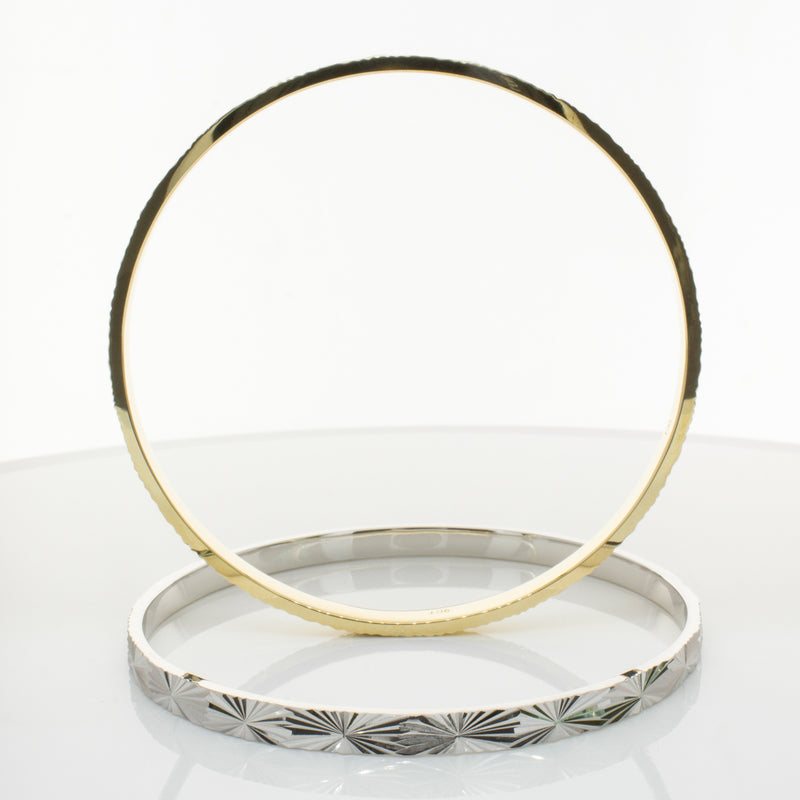 9ct Yellow Gold Reflections Bangle-Bracelet-Walker & Hall