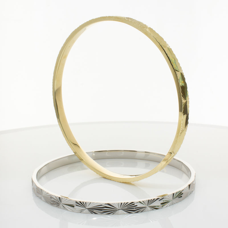 9ct Yellow Gold Reflections Bangle-Bracelet-Walker & Hall