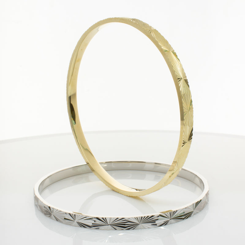 9ct Yellow Gold Reflections Bangle-Bracelet-Walker & Hall