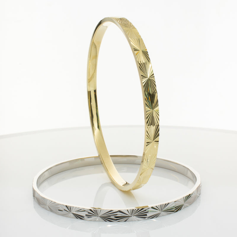 9ct Yellow Gold Reflections Bangle-Bracelet-Walker & Hall