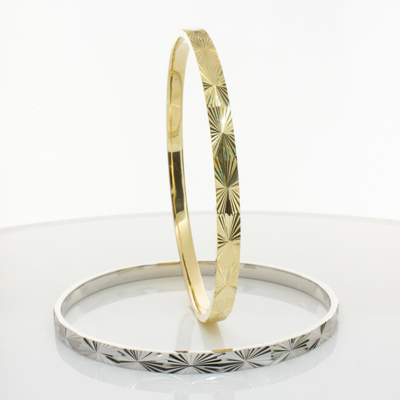 9ct Yellow Gold Reflections Bangle-Bracelet-Walker & Hall