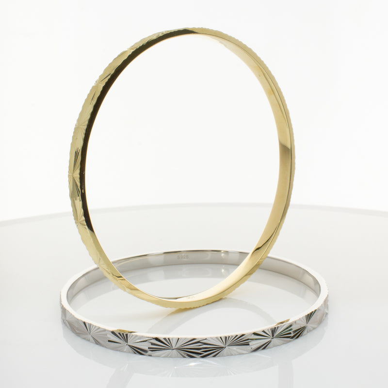 9ct Yellow Gold Reflections Bangle-Bracelet-Walker & Hall