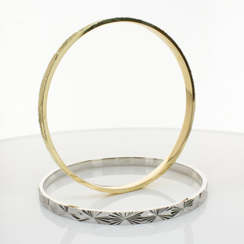 9ct Yellow Gold Reflections Bangle-Bracelet-Walker & Hall