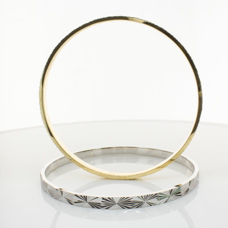 9ct Yellow Gold Reflections Bangle-Bracelet-Walker & Hall