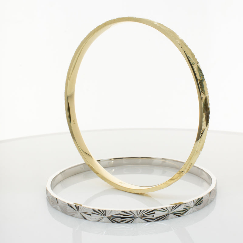 9ct Yellow Gold Reflections Bangle-Bracelet-Walker & Hall