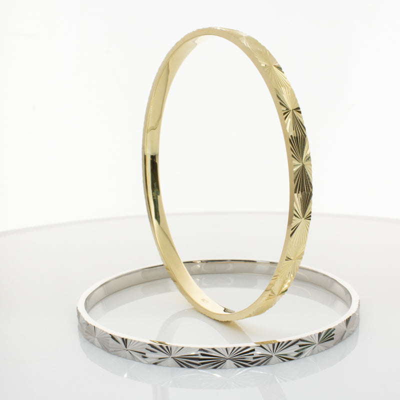 9ct Yellow Gold Reflections Bangle-Bracelet-Walker & Hall