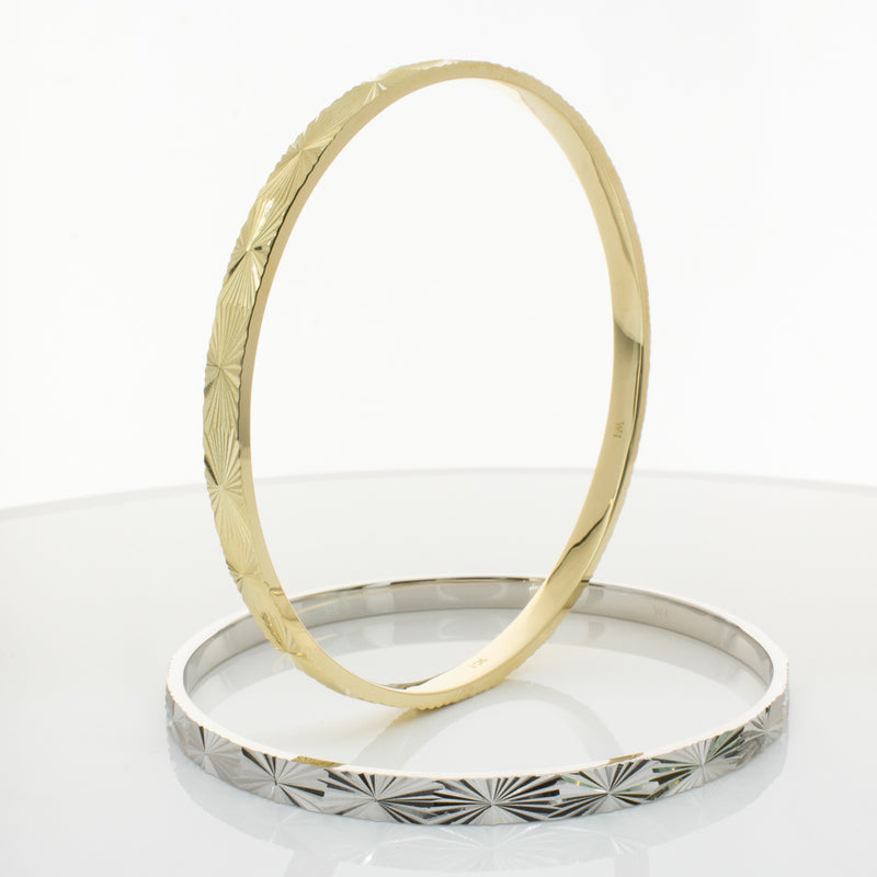 9ct Yellow Gold Reflections Bangle-Bracelet-Walker & Hall