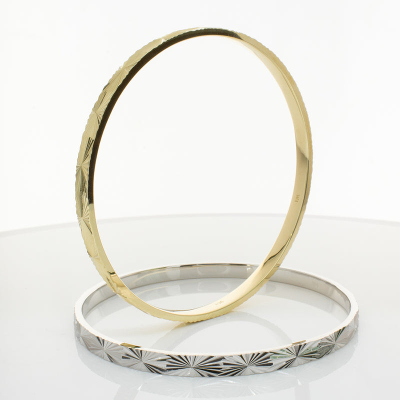 9ct Yellow Gold Reflections Bangle-Bracelet-Walker & Hall