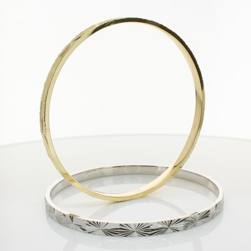 9ct Yellow Gold Reflections Bangle-Bracelet-Walker & Hall