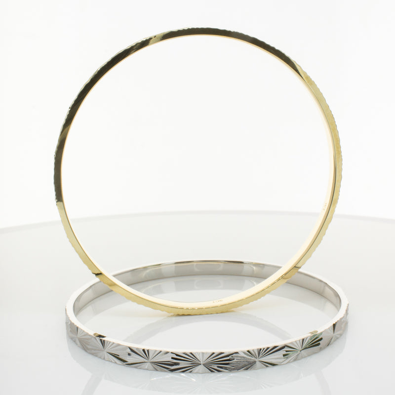 9ct Yellow Gold Reflections Bangle-Bracelet-Walker & Hall