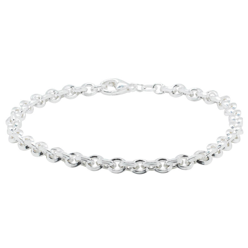 Sterling Silver Navette Link Bracelet-Bracelet-Walker & Hall