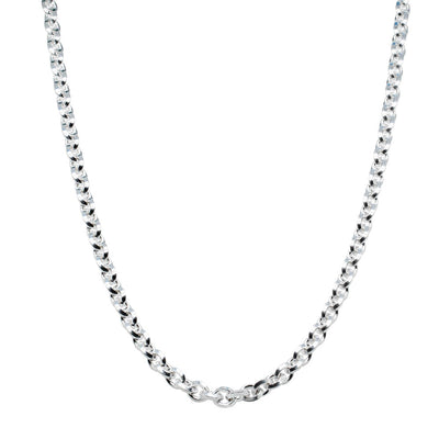Sterling Silver Navette Link Necklace-Necklace-Walker & Hall