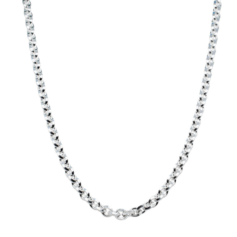 Sterling Silver Navette Link Necklace-Necklace-Walker & Hall