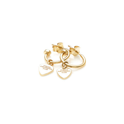 Stolen Girlfriends Club Guitar Pic Anchor Earrings - Gold Plated-Earrings-Walker & Hall