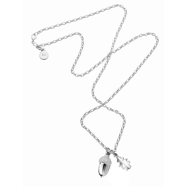Karen Walker Acorn And Leaf Necklace - Sterling Silver-Necklace-Walker & Hall