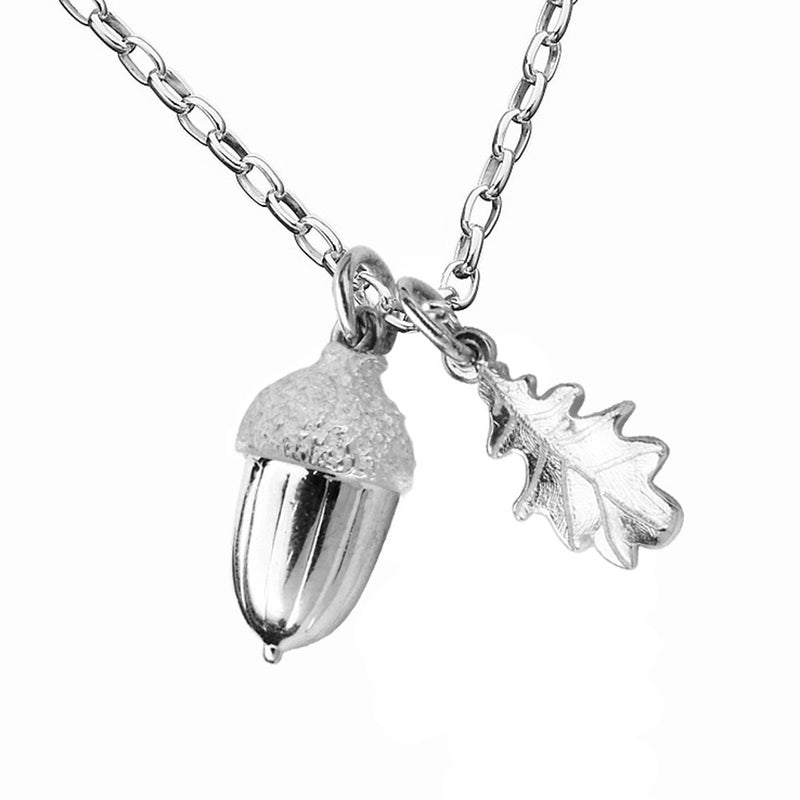 Karen Walker Acorn And Leaf Necklace - Sterling Silver-Necklace-Walker & Hall