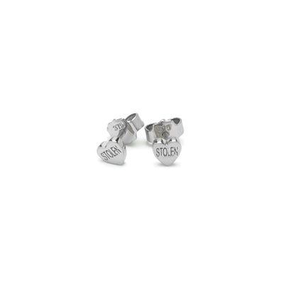 Stolen Girlfriends Club Tiny Stolen Heart Earrings - Sterling Silver-Earrings-Walker & Hall