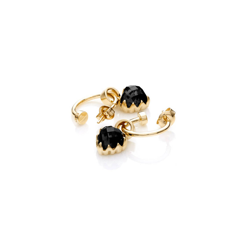 Stolen Girlfriends Club Love Anchor Earrings - Gold Plated & Onyx-Earrings-Walker & Hall