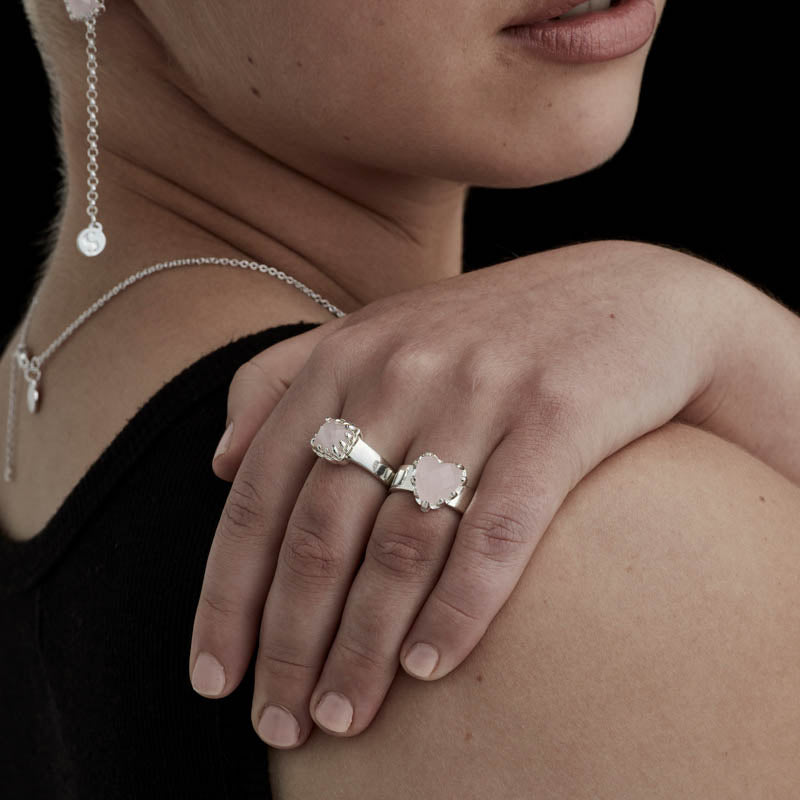 Stolen Girlfriends Club Baby Claw Ring - Sterling Silver & Rose Quartz-Ring-Walker & Hall