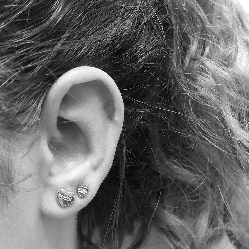 Stolen Girlfriends Club Tiny Stolen Heart Earrings - Sterling Silver-Earrings-Walker & Hall