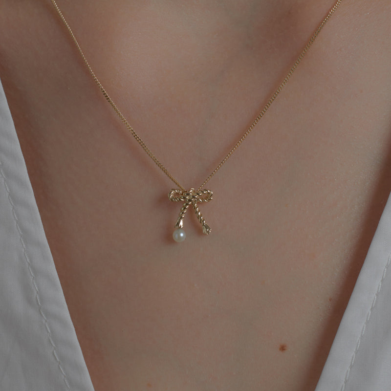Karen Walker Love Knot Necklace - 9ct Yellow Gold-Necklace-Walker & Hall