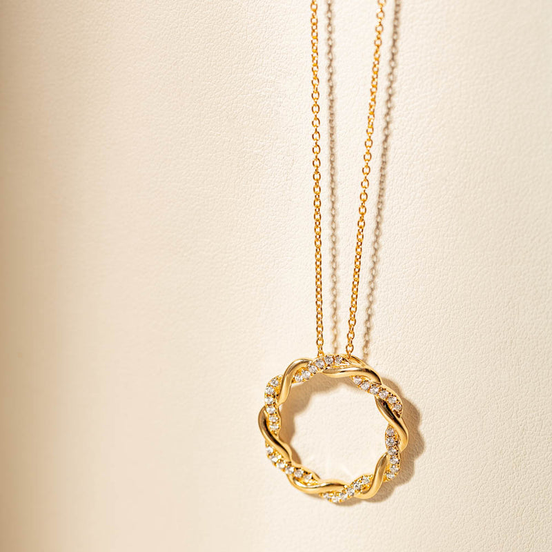 18ct Yellow Gold Diamond Sienna Pendant-Necklace-Walker & Hall