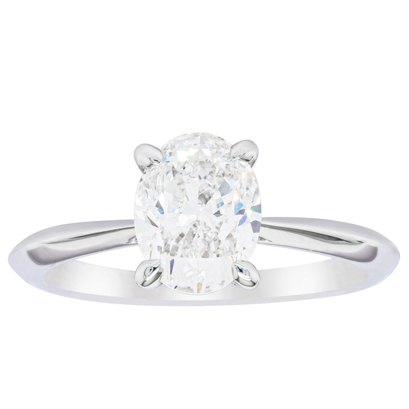 18ct White Gold 1.50ct Oval Cut Diamond Venetian Ring-Ring-Walker & Hall