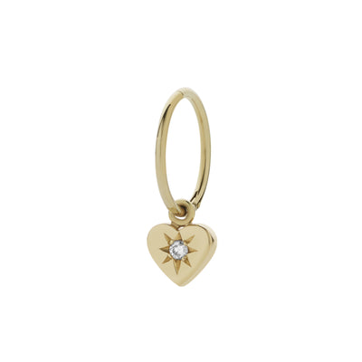 Meadowlark Diamond Heart Endless Hoop Single - 9ct Yellow Gold & White Diamond-Earrings-Walker & Hall